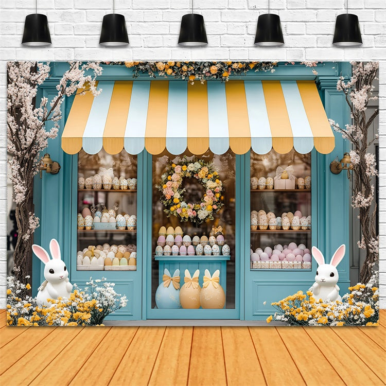 Easter Backdrop Cute Bunny Shopfront Pastel Egg Backdrop CSH2-36