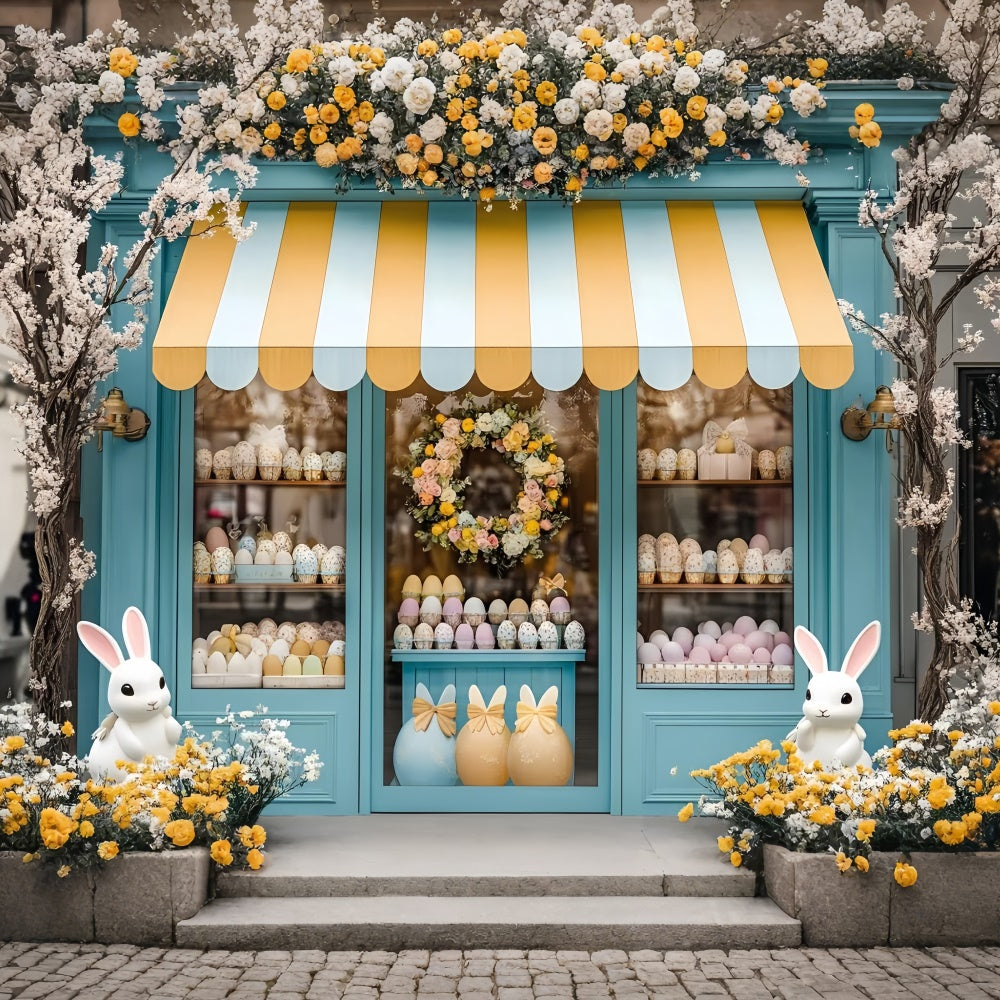 Easter Backdrop Cute Bunny Shopfront Pastel Egg Backdrop CSH2-36