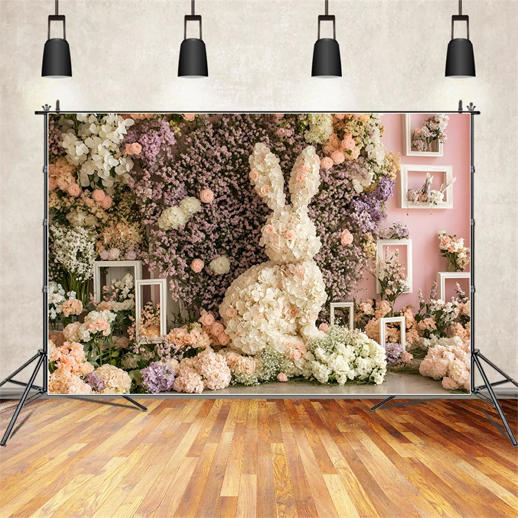 Easter Photography Backdrops Spring Garden Flower Bunny Backdrop CSH2-38