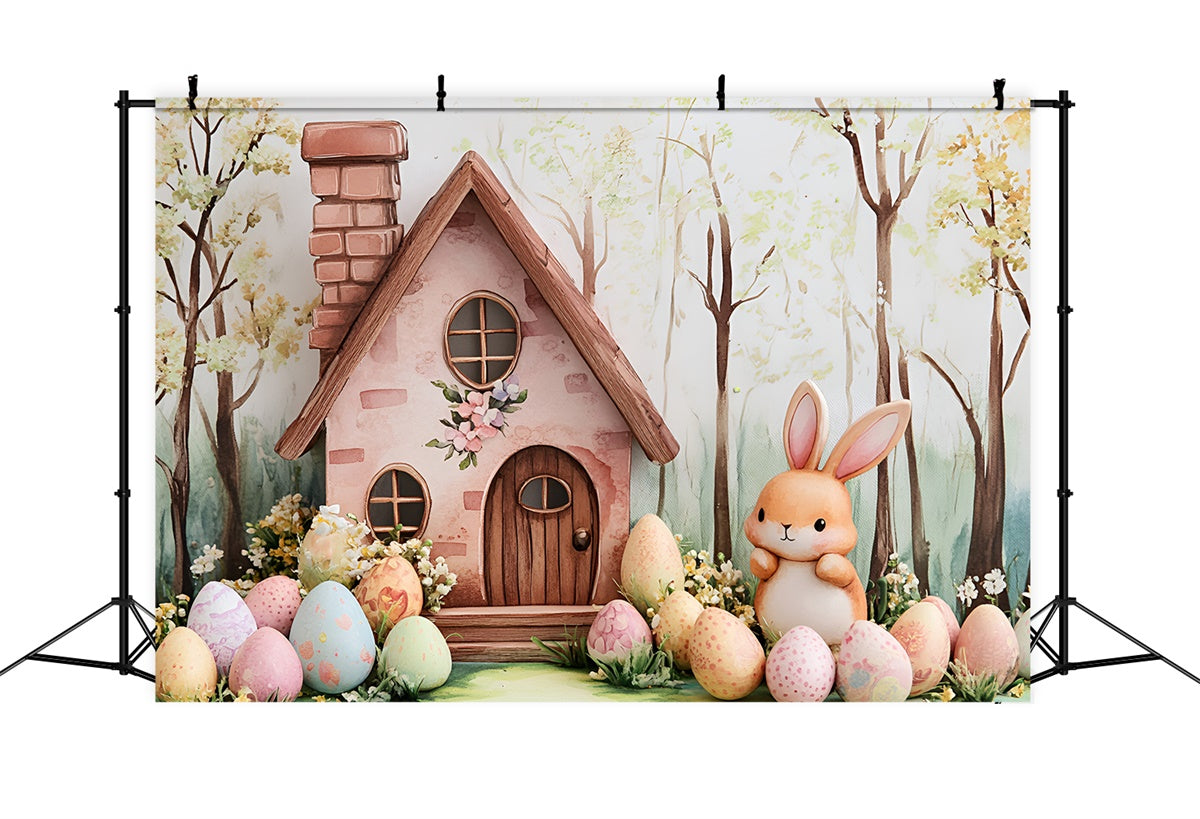 Easter Backdrop Photography Bunny Cottage Floral Eggs Backdrop CSH2-4