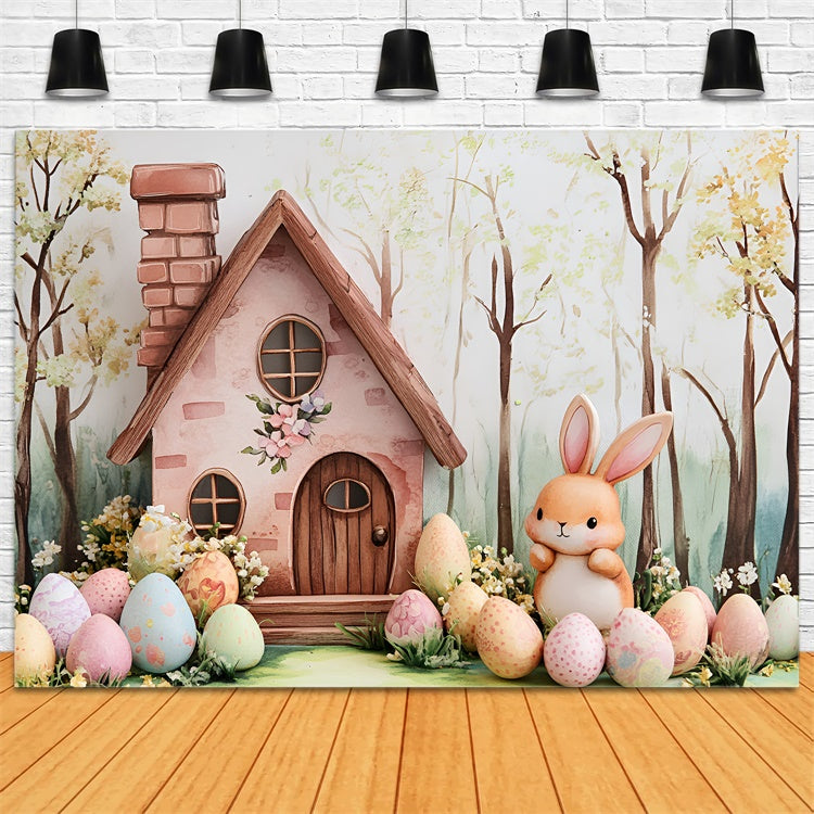 Easter Backdrop Photography Bunny Cottage Floral Eggs Backdrop CSH2-4