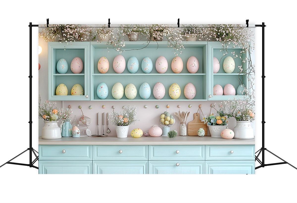 Easter Backdrops Ideas Vibrant Flower Painted Eggs Backdrop CSH2-41