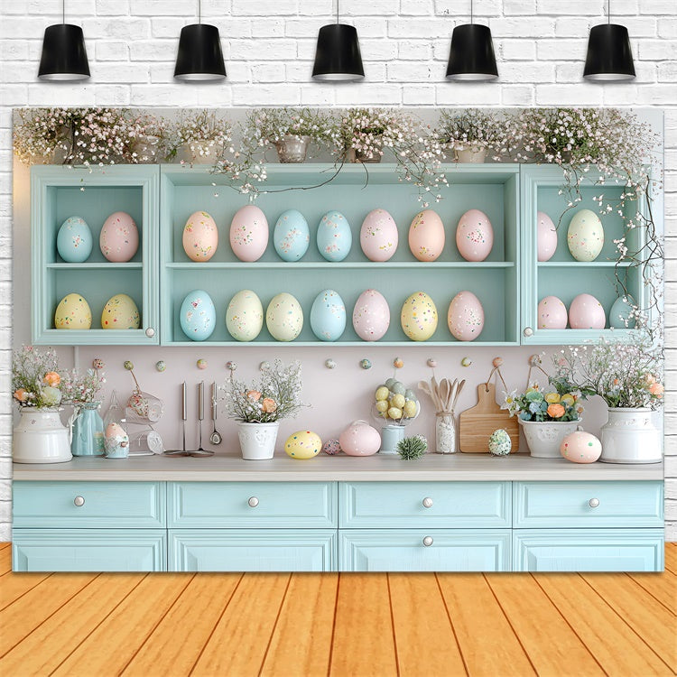 Easter Backdrops Ideas Vibrant Flower Painted Eggs Backdrop CSH2-41