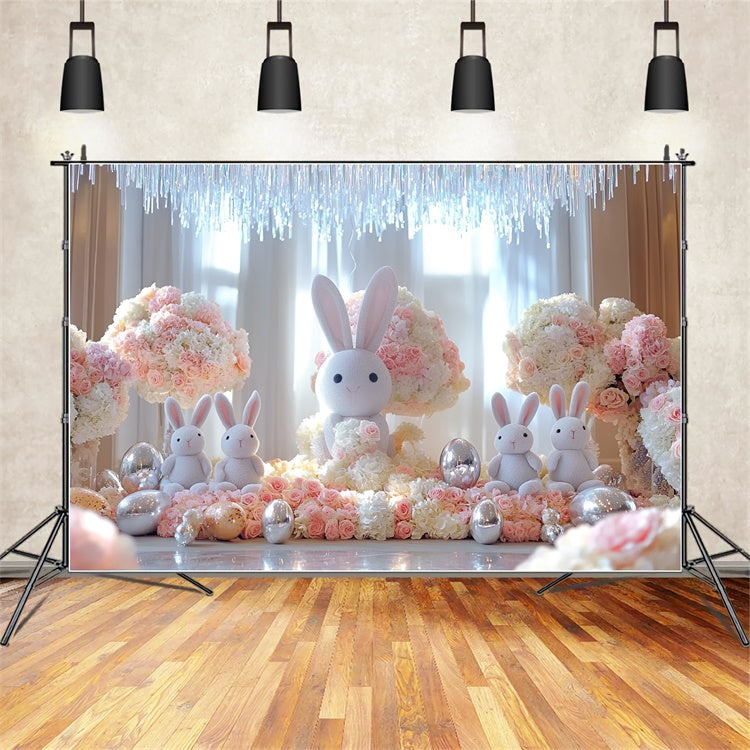 Easter Photo Backdrop Adorable Bunny Display Flower Backdrop CSH2-43