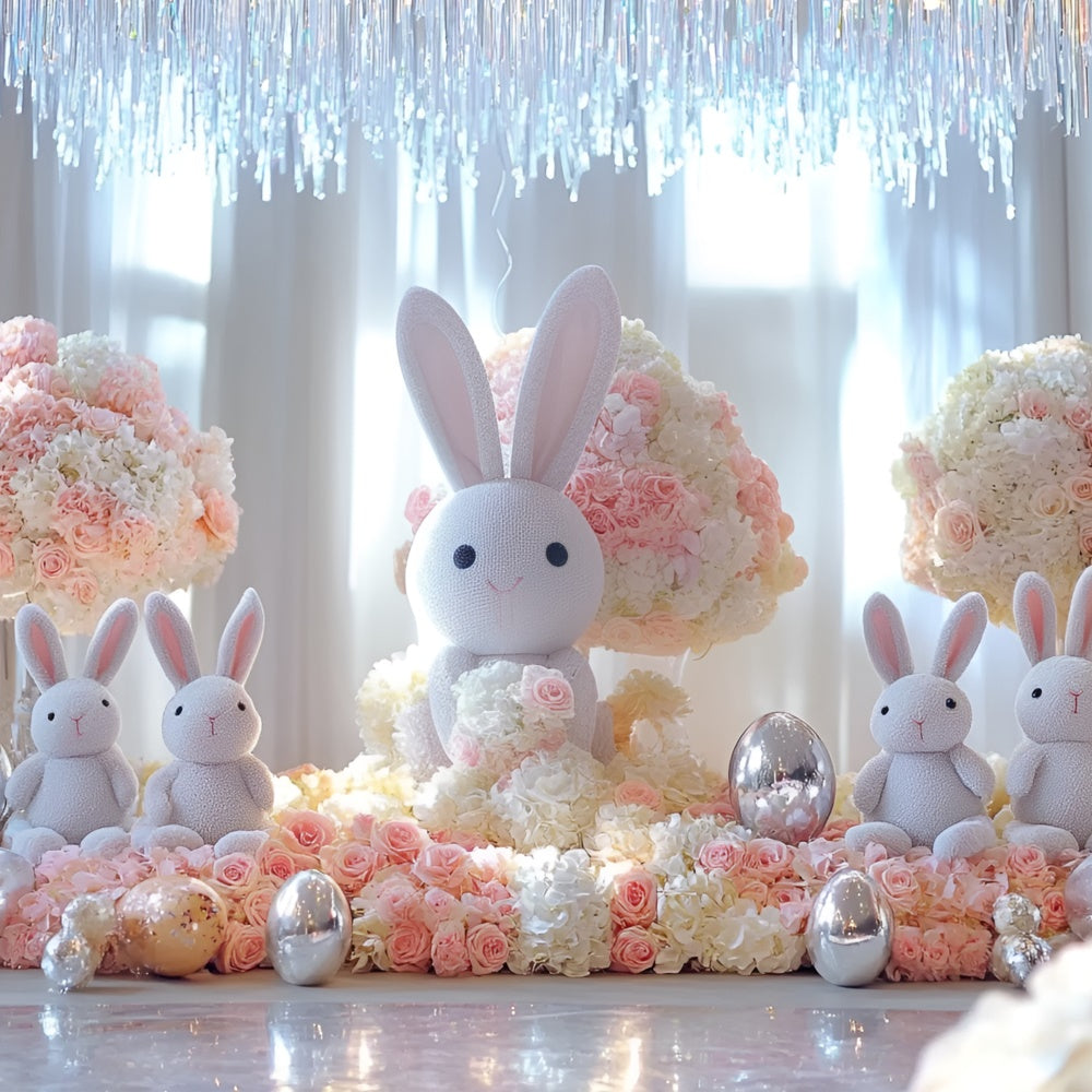 Easter Photo Backdrop Adorable Bunny Display Flower Backdrop CSH2-43