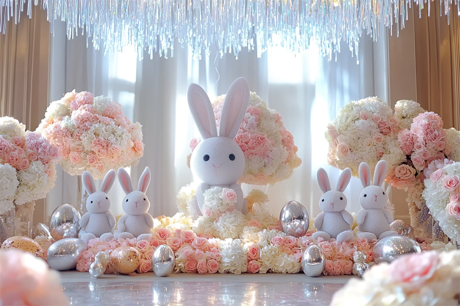 Easter Photo Backdrop Adorable Bunny Display Flower Backdrop CSH2-43