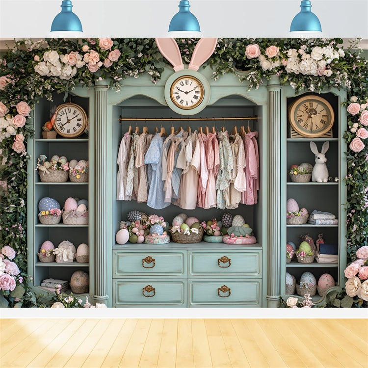 Easter Backdrops Ideas Vintage Bunny Wardrobe Display Backdrop CSH2-44