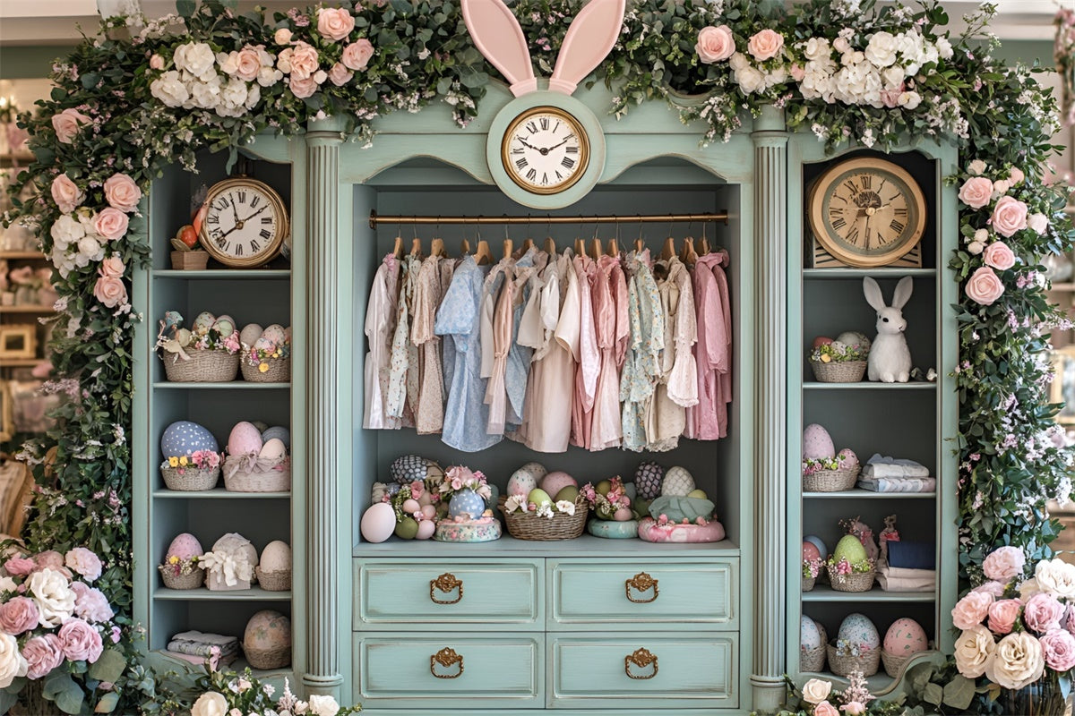 Easter Backdrops Ideas Vintage Bunny Wardrobe Display Backdrop CSH2-44