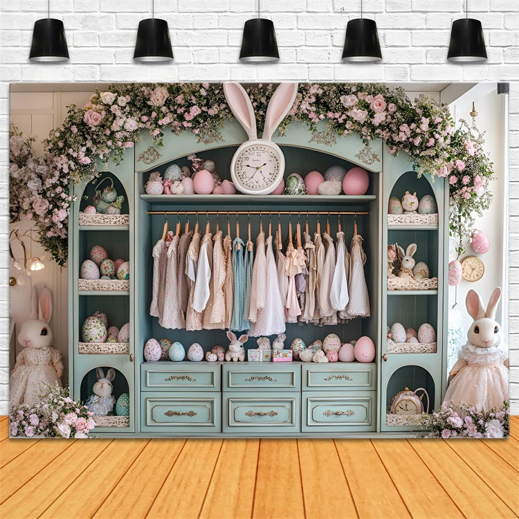 Photography Easter Backdrop Bunny Closet Floral Decor Backdrop CSH2-45