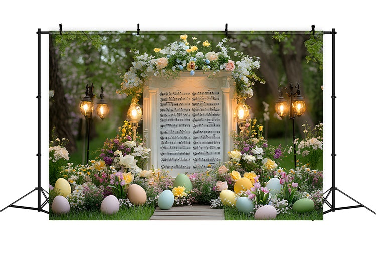 Easter Picture Backdrops Garden Music Score Blossoms Backdrop CSH2-47