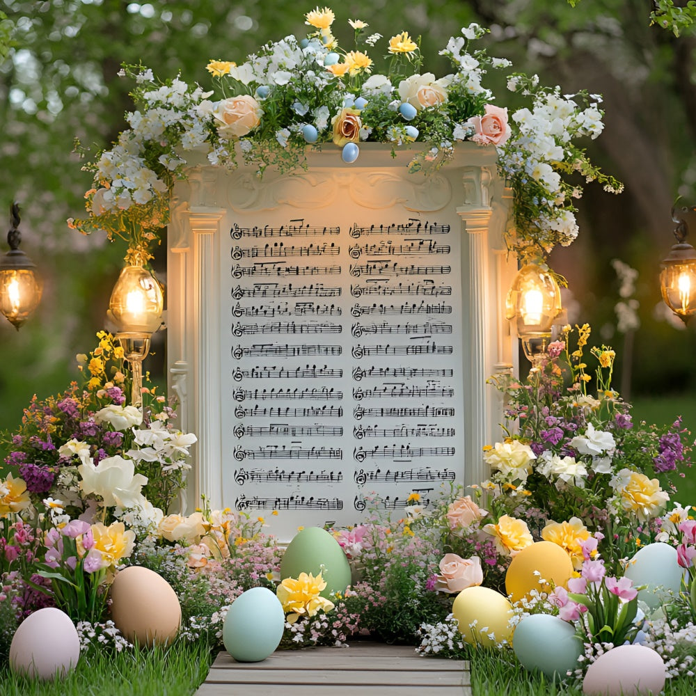 Easter Picture Backdrops Garden Music Score Blossoms Backdrop CSH2-47