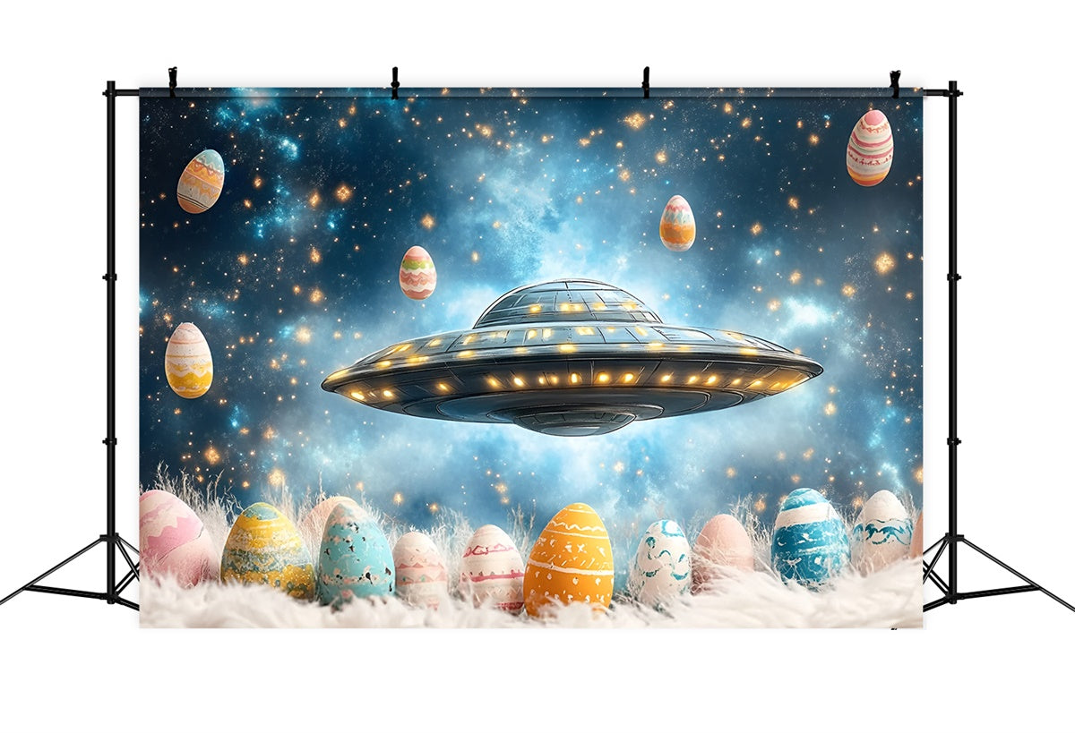 Easter Photo Backdrop Space Adventure Egg Collection Backdrop CSH2-48