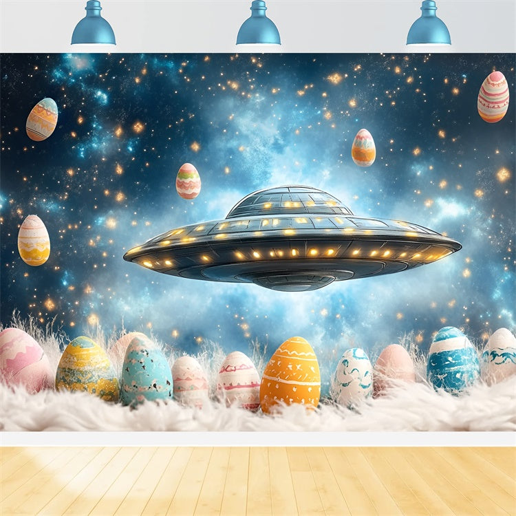 Easter Photo Backdrop Space Adventure Egg Collection Backdrop CSH2-48