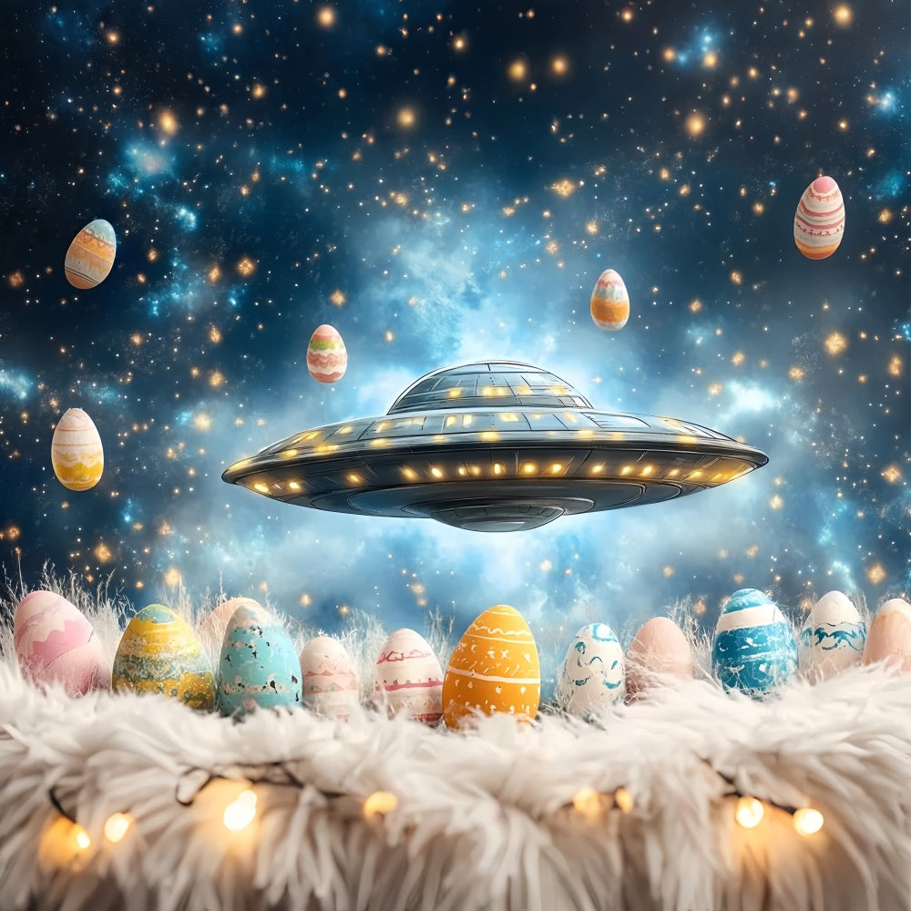 Easter Photo Backdrop Space Adventure Egg Collection Backdrop CSH2-48