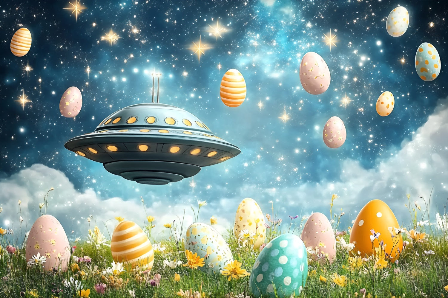 Easter Backdrop Photography Easter Space Egg Adventure Backdrop CSH2-49