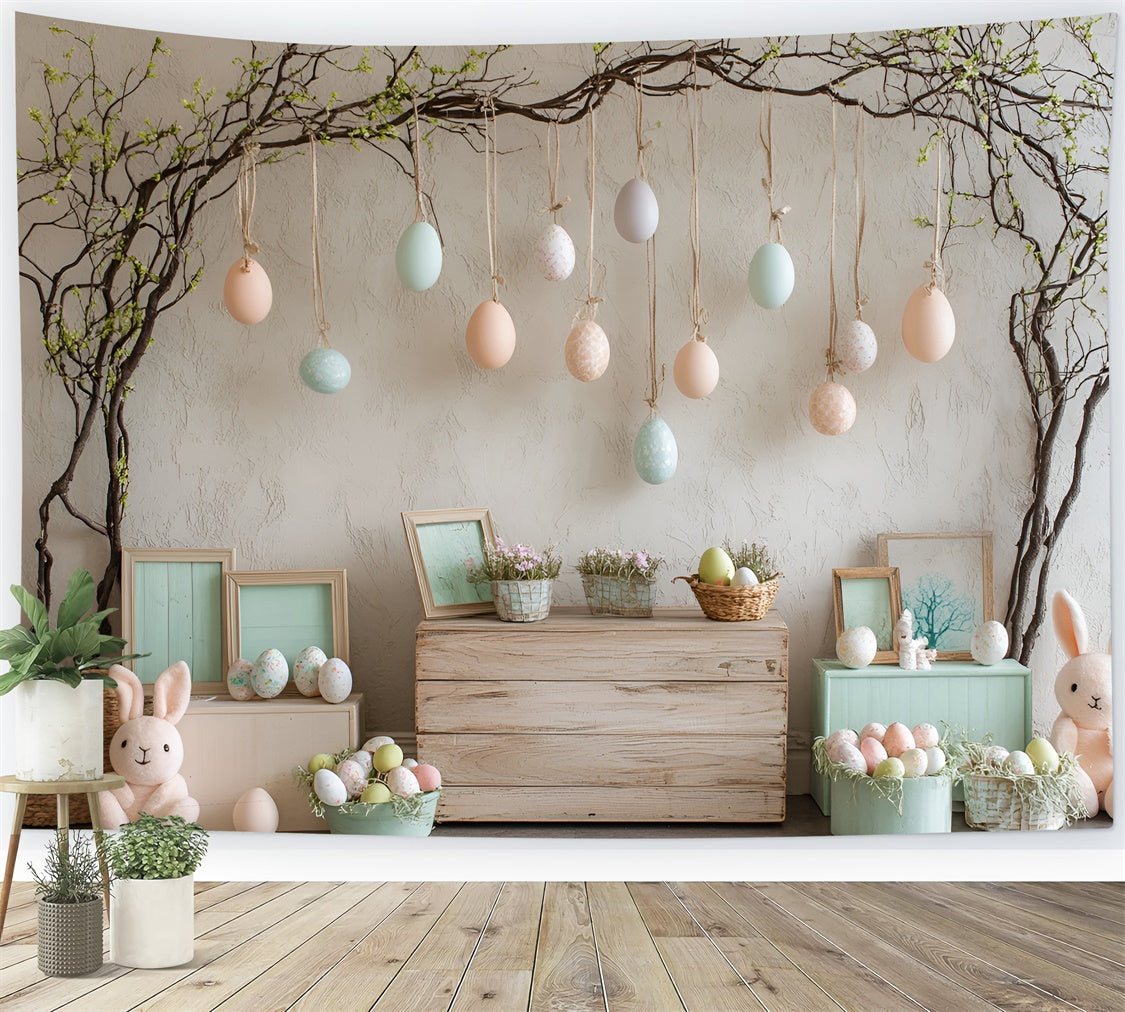 Easter Photography Backdrops Hanging Egg Plush Bunnies Backdrop CSH2-50