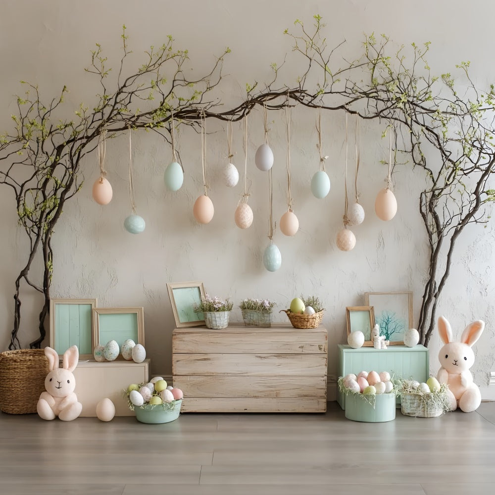 Easter Photography Backdrops Hanging Egg Plush Bunnies Backdrop CSH2-50