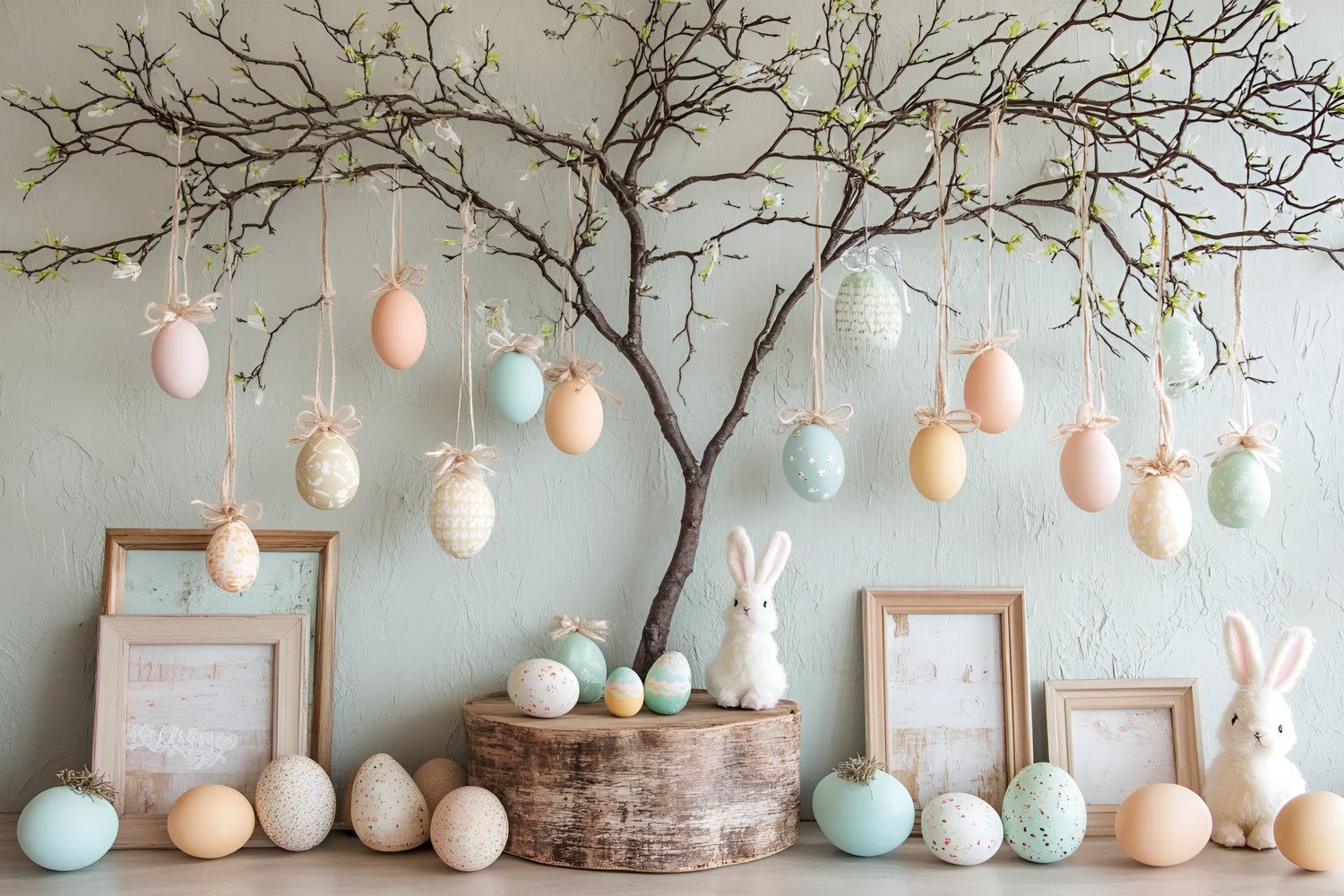 Easter Backdrops Photography Spring Bunny Egg Tree Backdrop CSH2-51