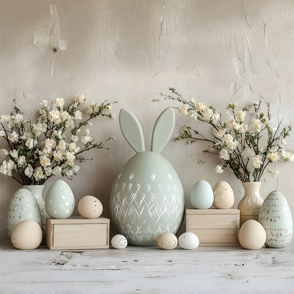 Easter Photo Backdrop Elegant Floral Egg Decorations Backdrop CSH2-52