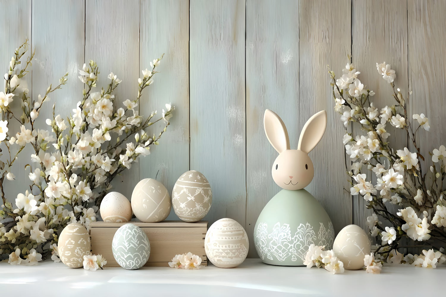 Photo Backdrops Easter Elegant Bunny Festive Eggs Backdrop CSH2-53