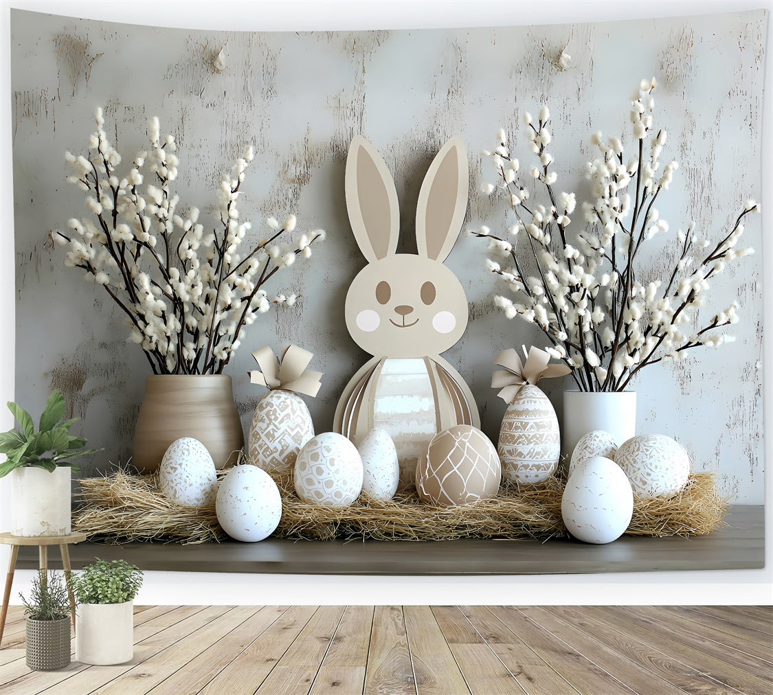 Easter Backdrops Whimsical Bunny Colorful Eggs Backdrop CSH2-54