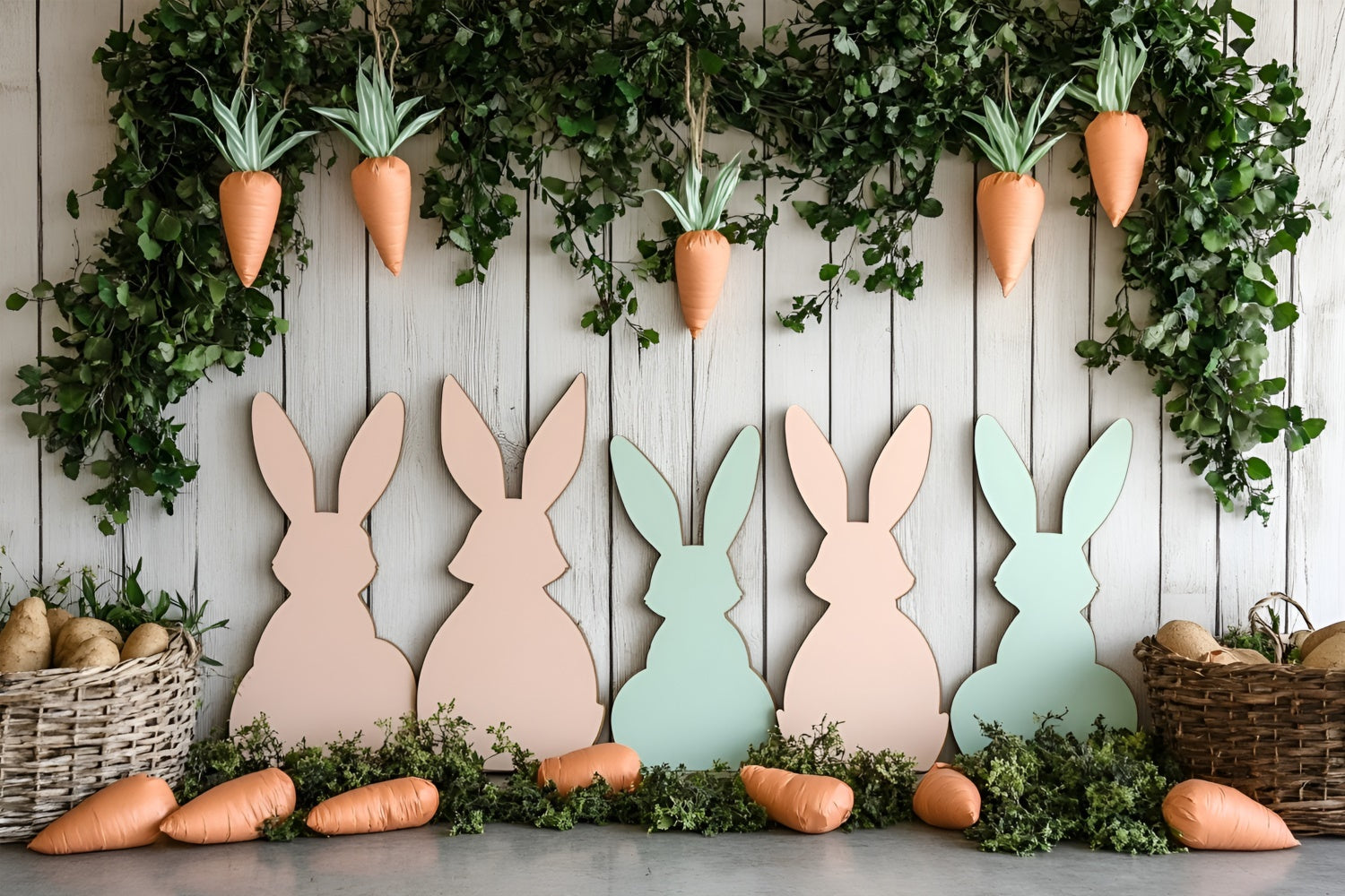 Easter Backdrops Ideas Carrot-Themed Bunny Display Backdrop CSH2-56