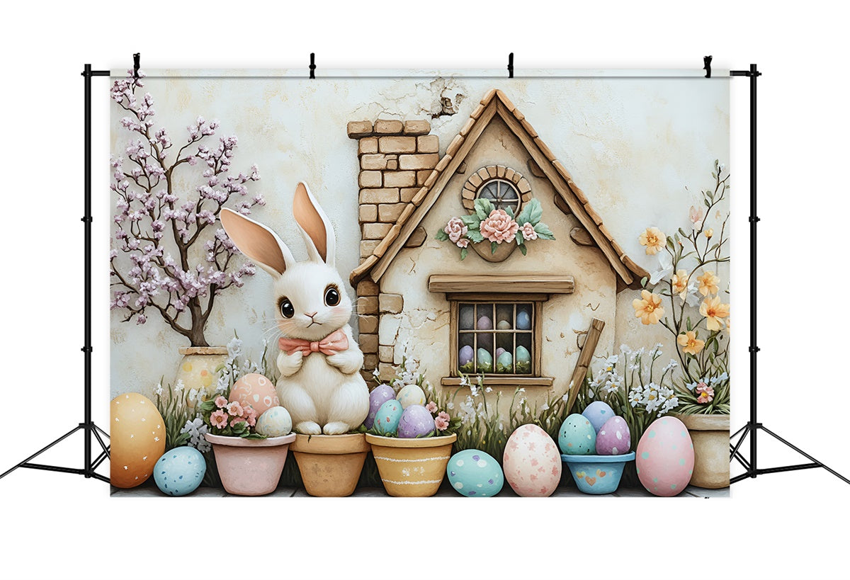 Photo Backdrops Easter Floral Bunny Garden Egg Backdrop CSH2-6