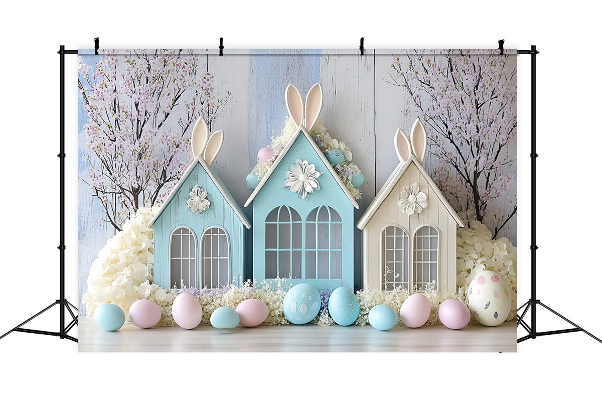 Photo Backdrops For Easter Pastel Bunny House Floral Backdrop CSH2-63