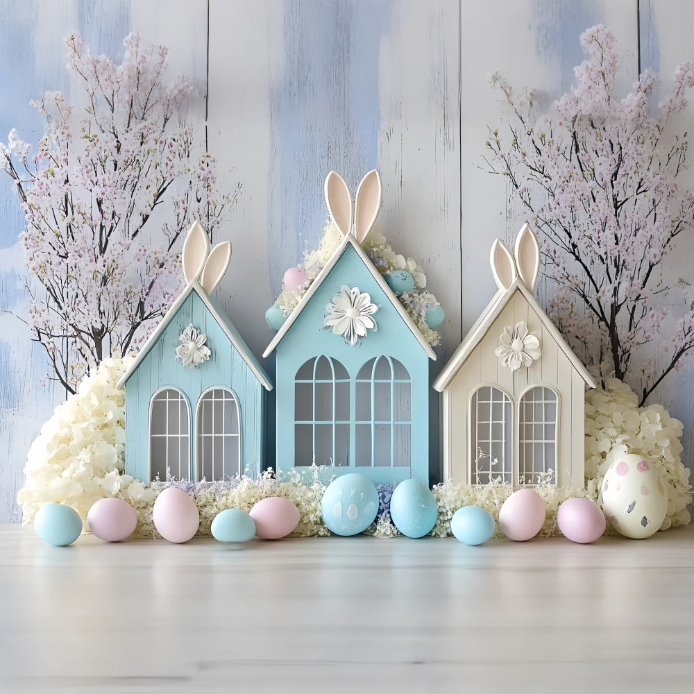 Photo Backdrops For Easter Pastel Bunny House Floral Backdrop CSH2-63