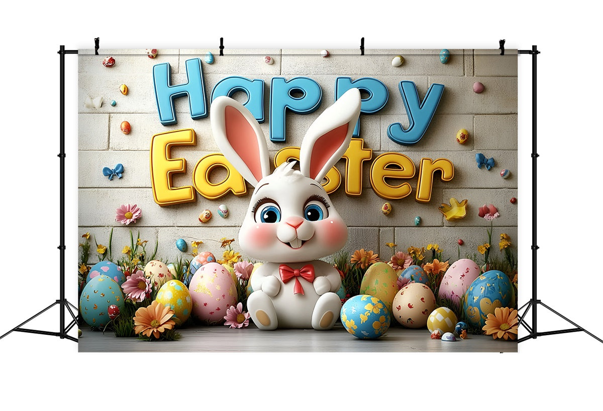 Easter Backdrops Photography Joyful Bunny Colorful Egg Backdrop CSH2-68