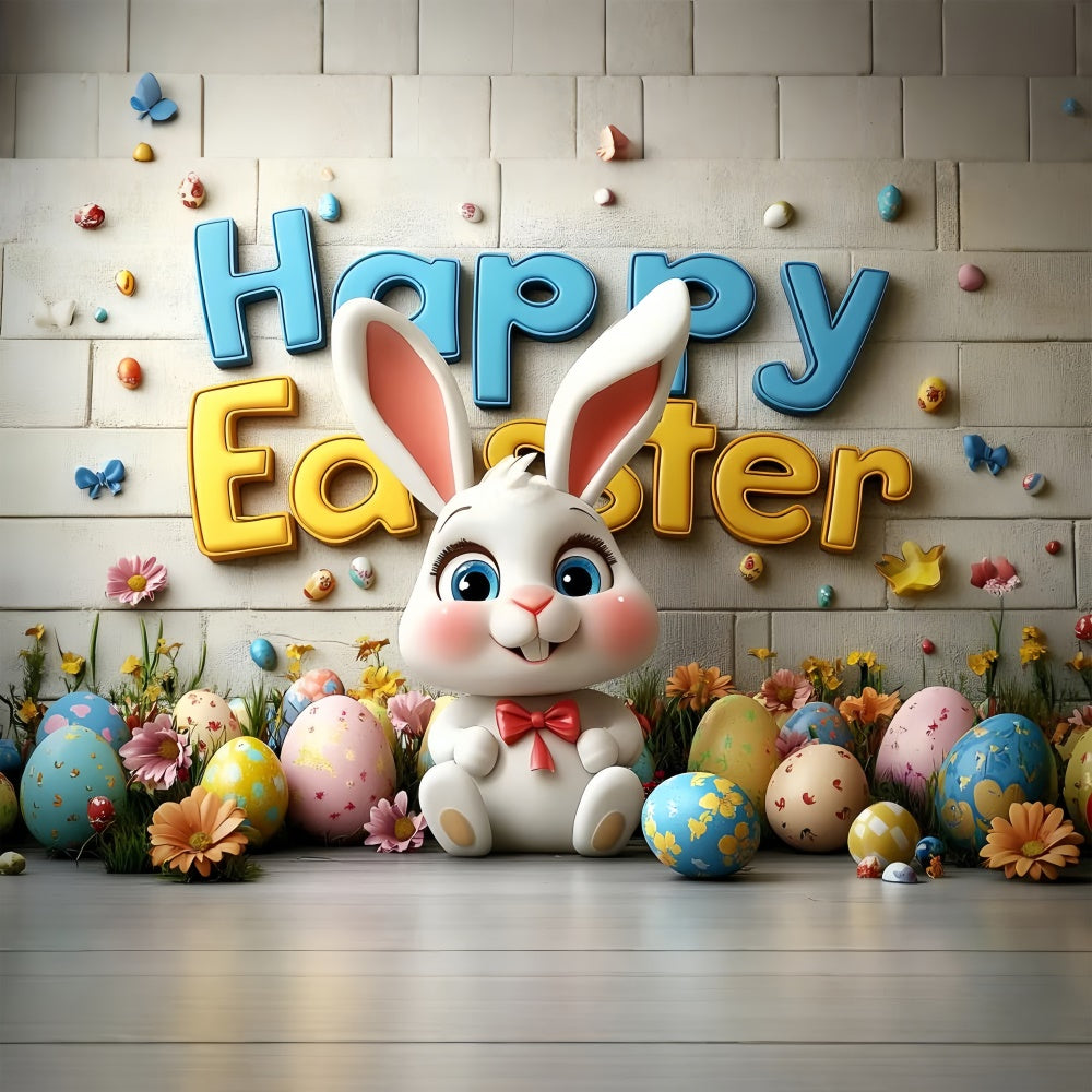 Easter Backdrops Photography Joyful Bunny Colorful Egg Backdrop CSH2-68