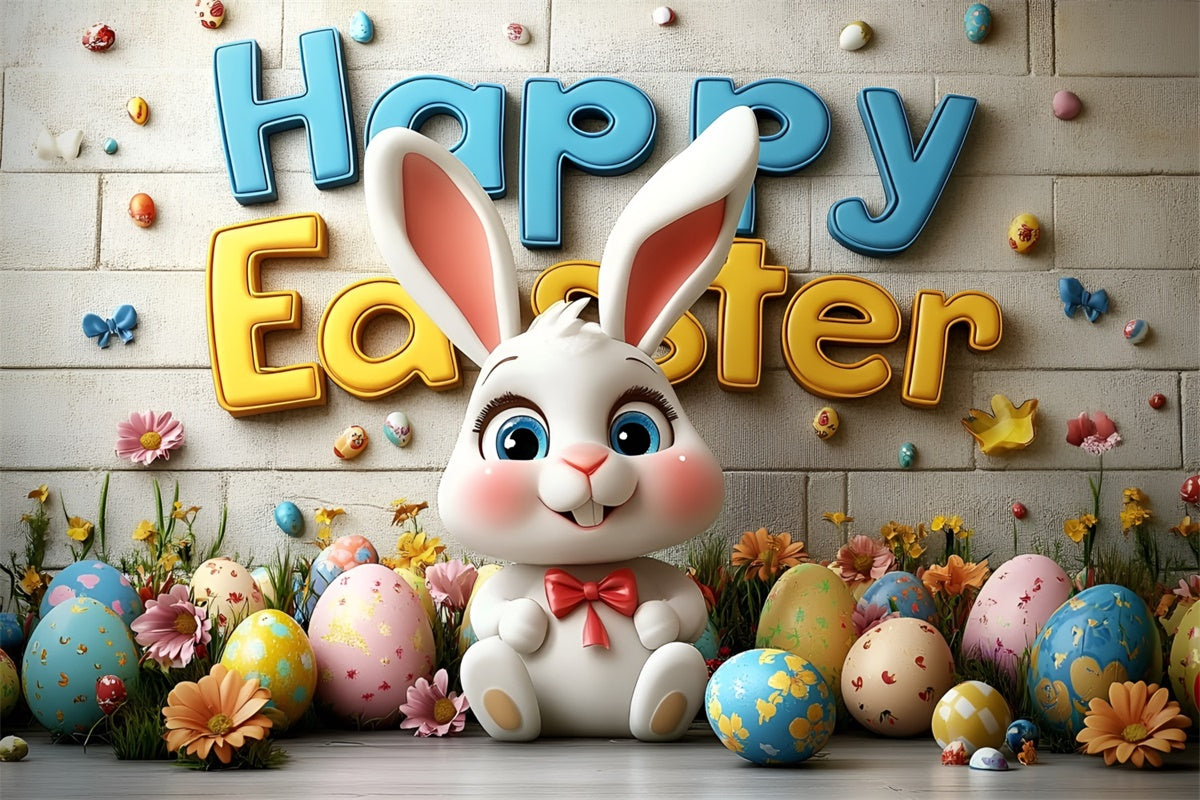 Easter Backdrops Photography Joyful Bunny Colorful Egg Backdrop CSH2-68