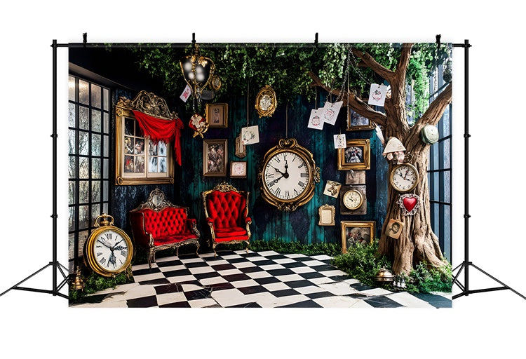 Easter Backdrop Ideas Mystical Wonderland Clock Room Backdrop CSH2-69