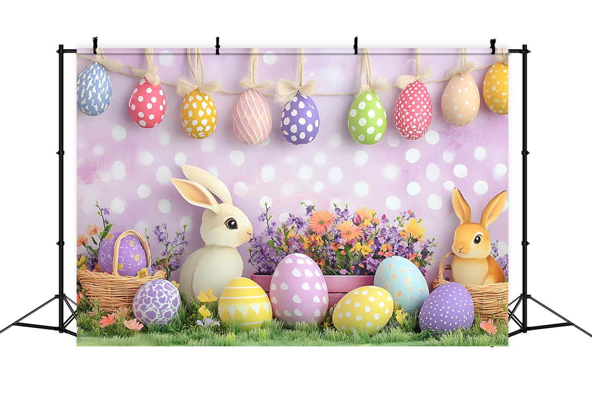 Photography Easter Backdrop Fun Bunny Colorful Eggs Backdrop CSH2-7