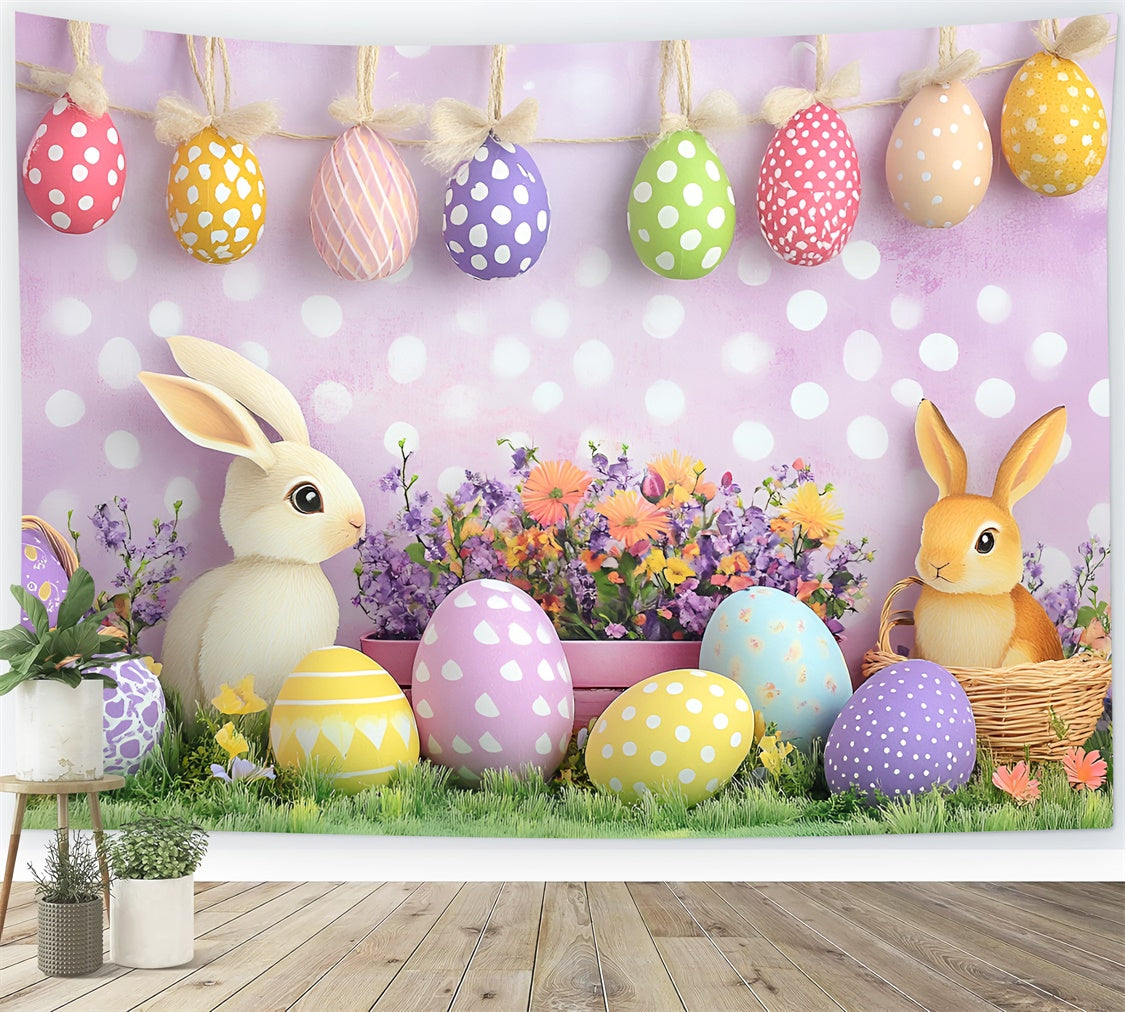 Photography Easter Backdrop Fun Bunny Colorful Eggs Backdrop CSH2-7