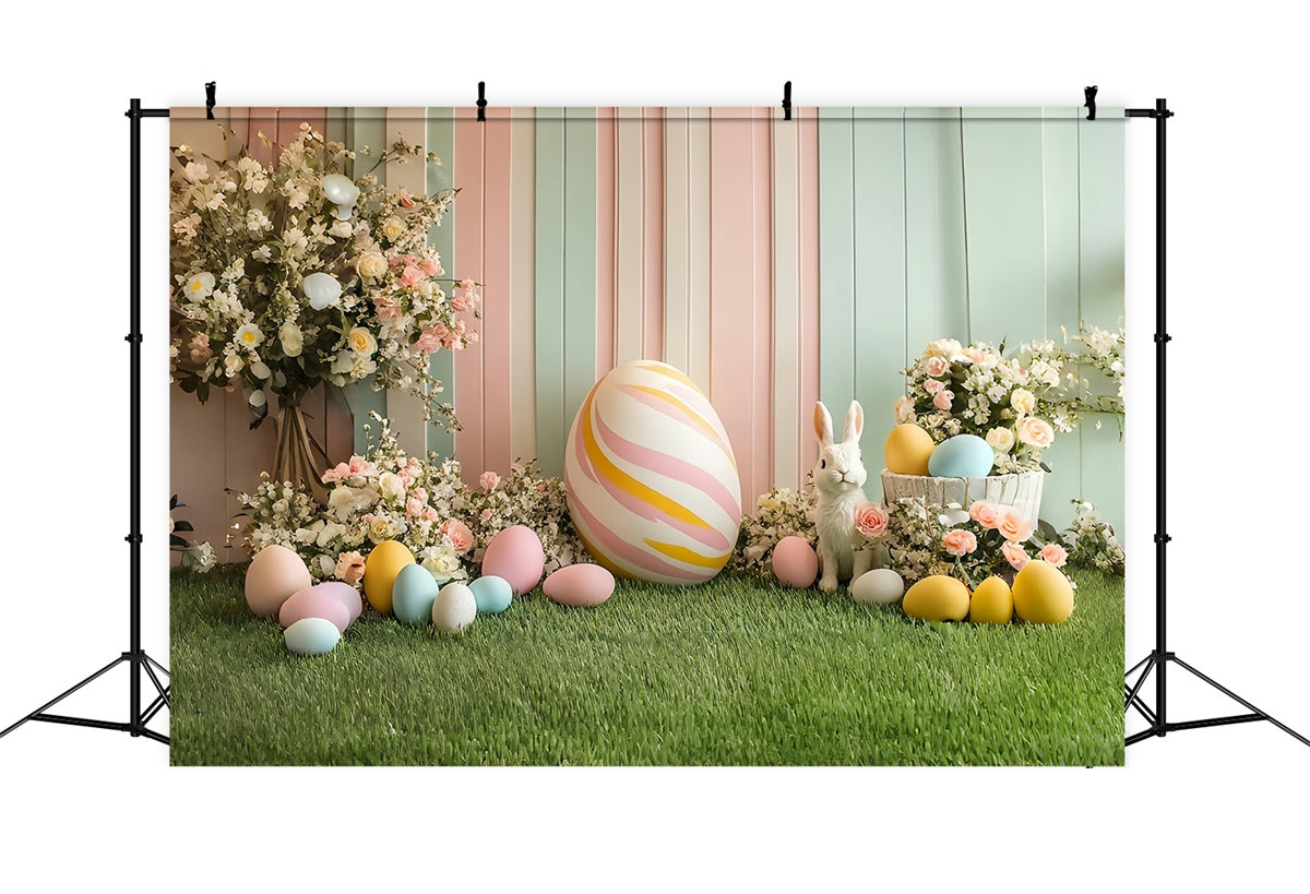 Easter Photo Backdrop Pastel Bunny Egg Celebration Backdrop CSH2-71