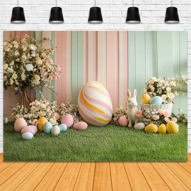 Easter Photo Backdrop Pastel Bunny Egg Celebration Backdrop CSH2-71