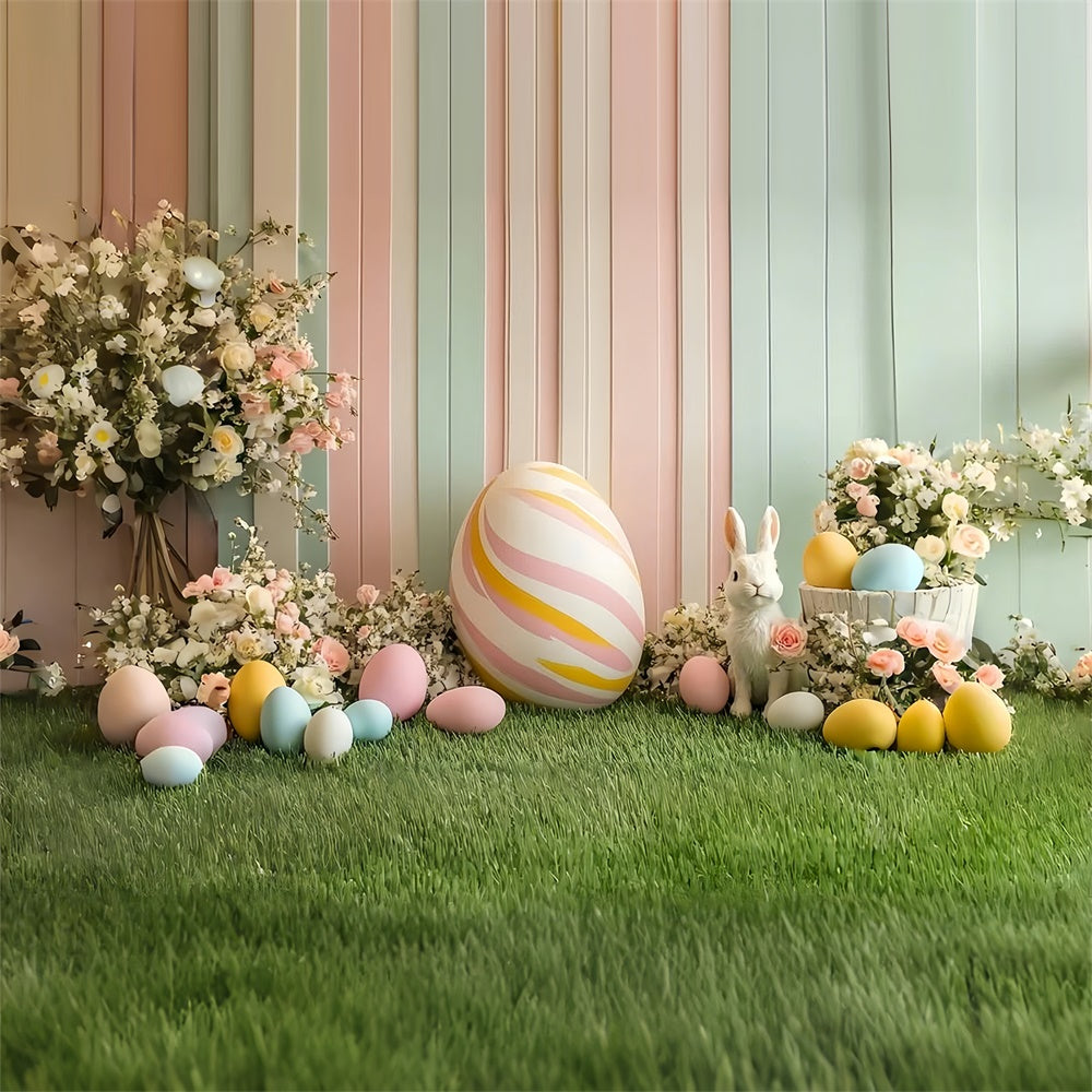 Easter Photo Backdrop Pastel Bunny Egg Celebration Backdrop CSH2-71