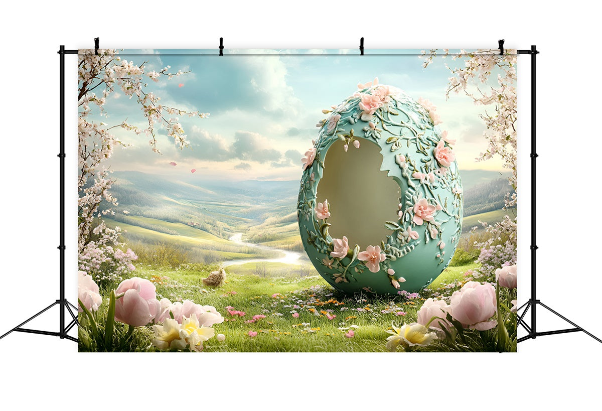 Easter Backdrops Photography Fantasy Carved Egg Bloom Backdrop CSH2-75