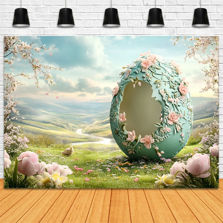 Easter Backdrops Photography Fantasy Carved Egg Bloom Backdrop CSH2-75