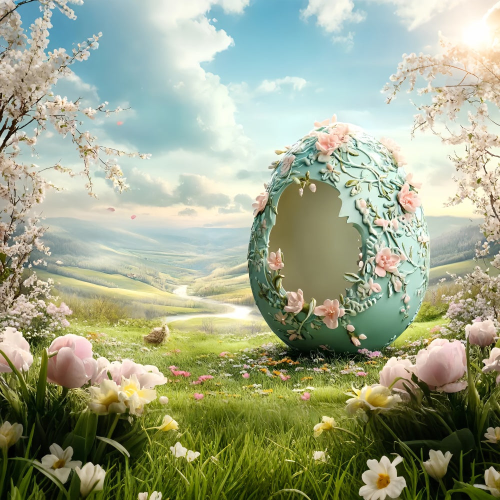 Easter Backdrops Photography Fantasy Carved Egg Bloom Backdrop CSH2-75