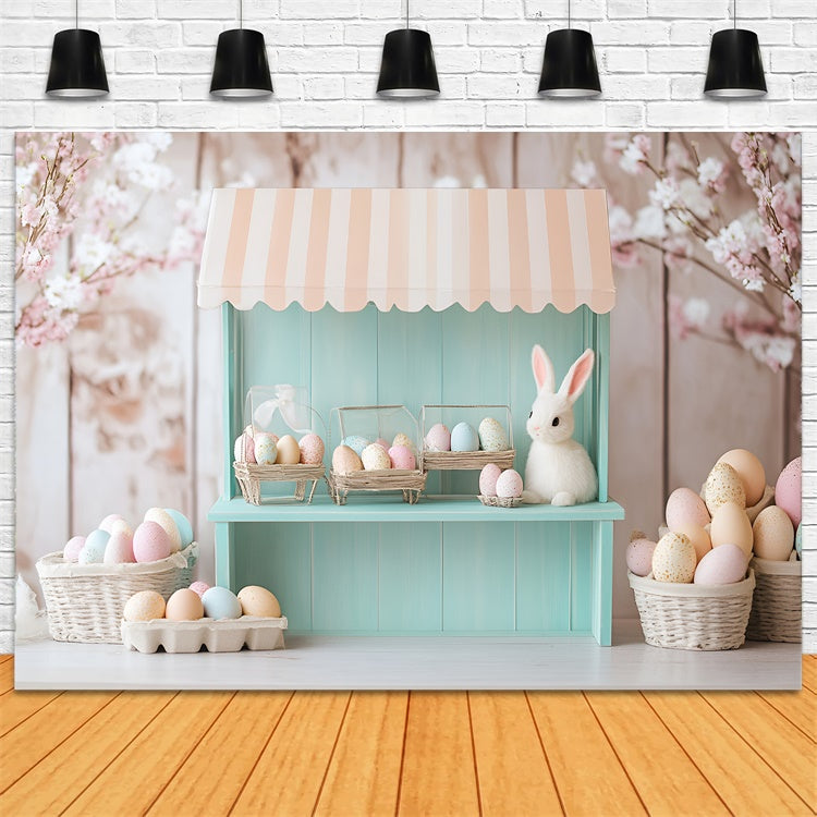 Easter Backdrops For Photography Floral Bunny Egg Shop Backdrop CSH2-76