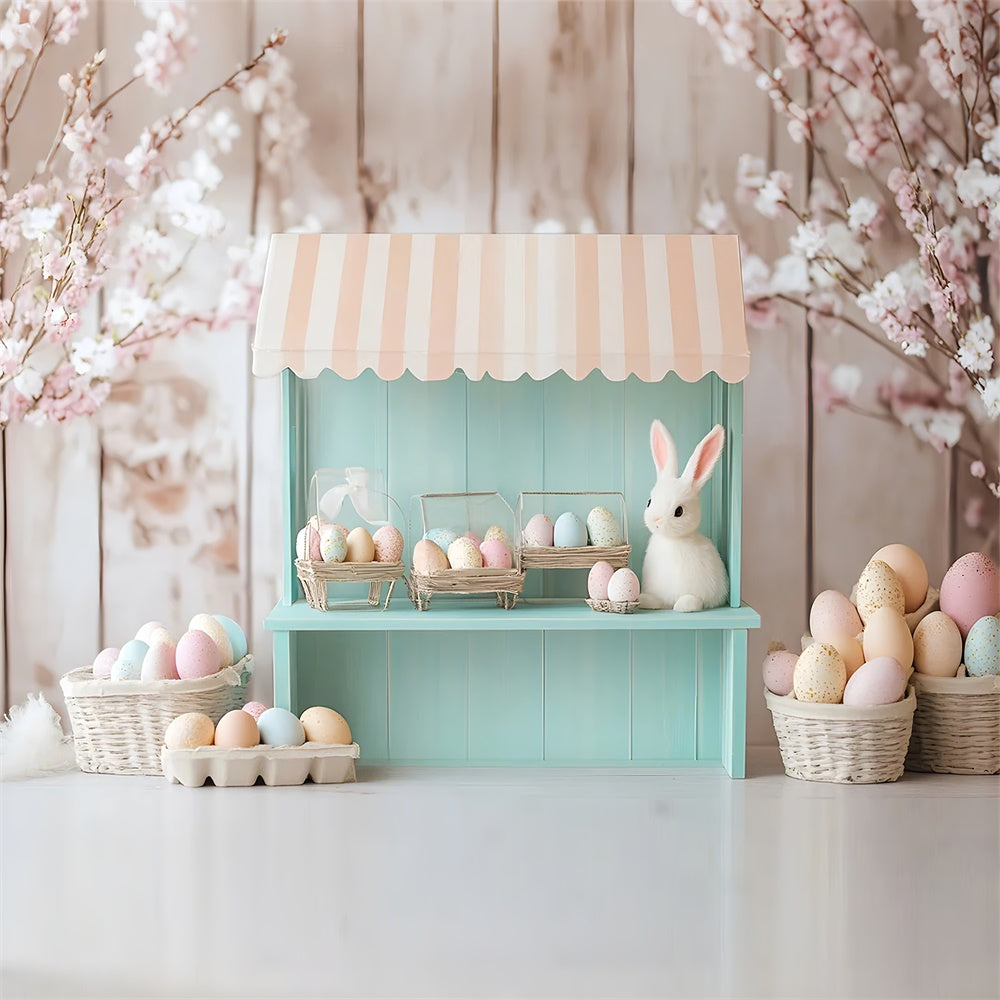 Easter Backdrops For Photography Floral Bunny Egg Shop Backdrop CSH2-76