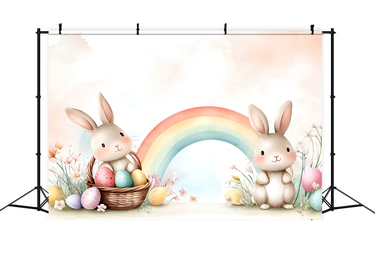 Easter Picture Backdrops Sweet Bunny Rainbow Delight Backdrop CSH2-77