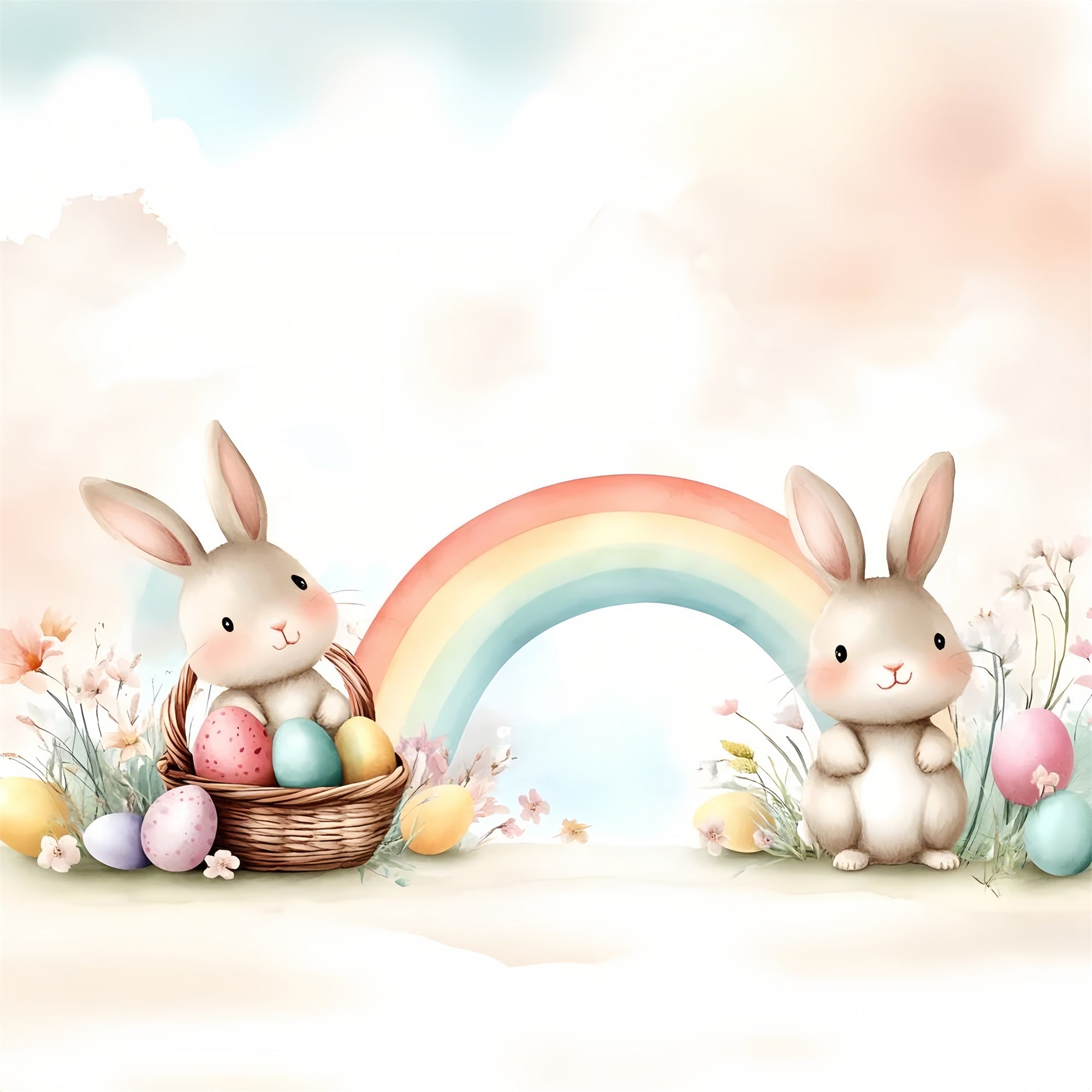 Easter Picture Backdrops Sweet Bunny Rainbow Delight Backdrop CSH2-77