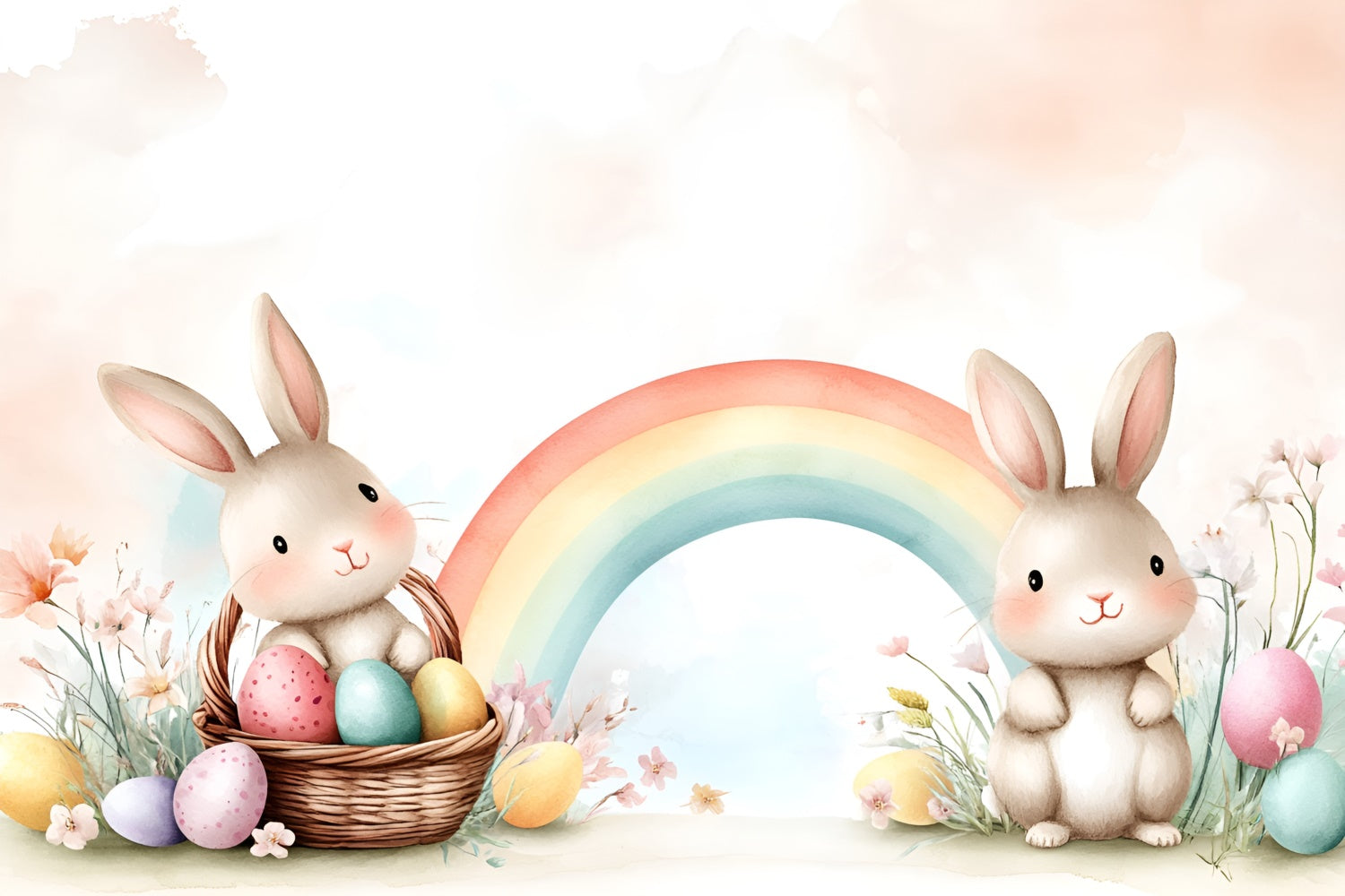 Easter Picture Backdrops Sweet Bunny Rainbow Delight Backdrop CSH2-77