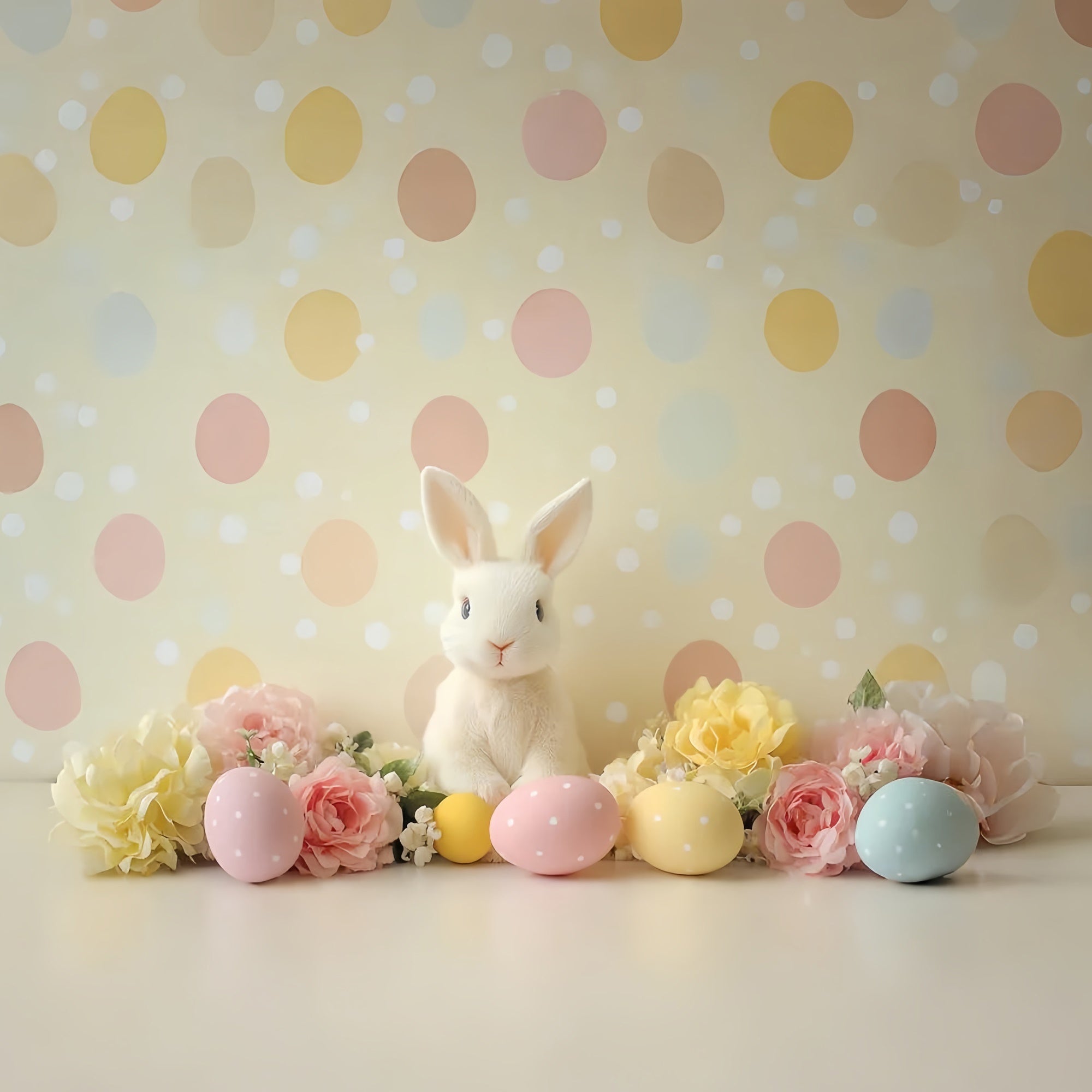 Easter Backdrops For Photography Pastel Bunny Polka Dot Backdrop CSH2-78