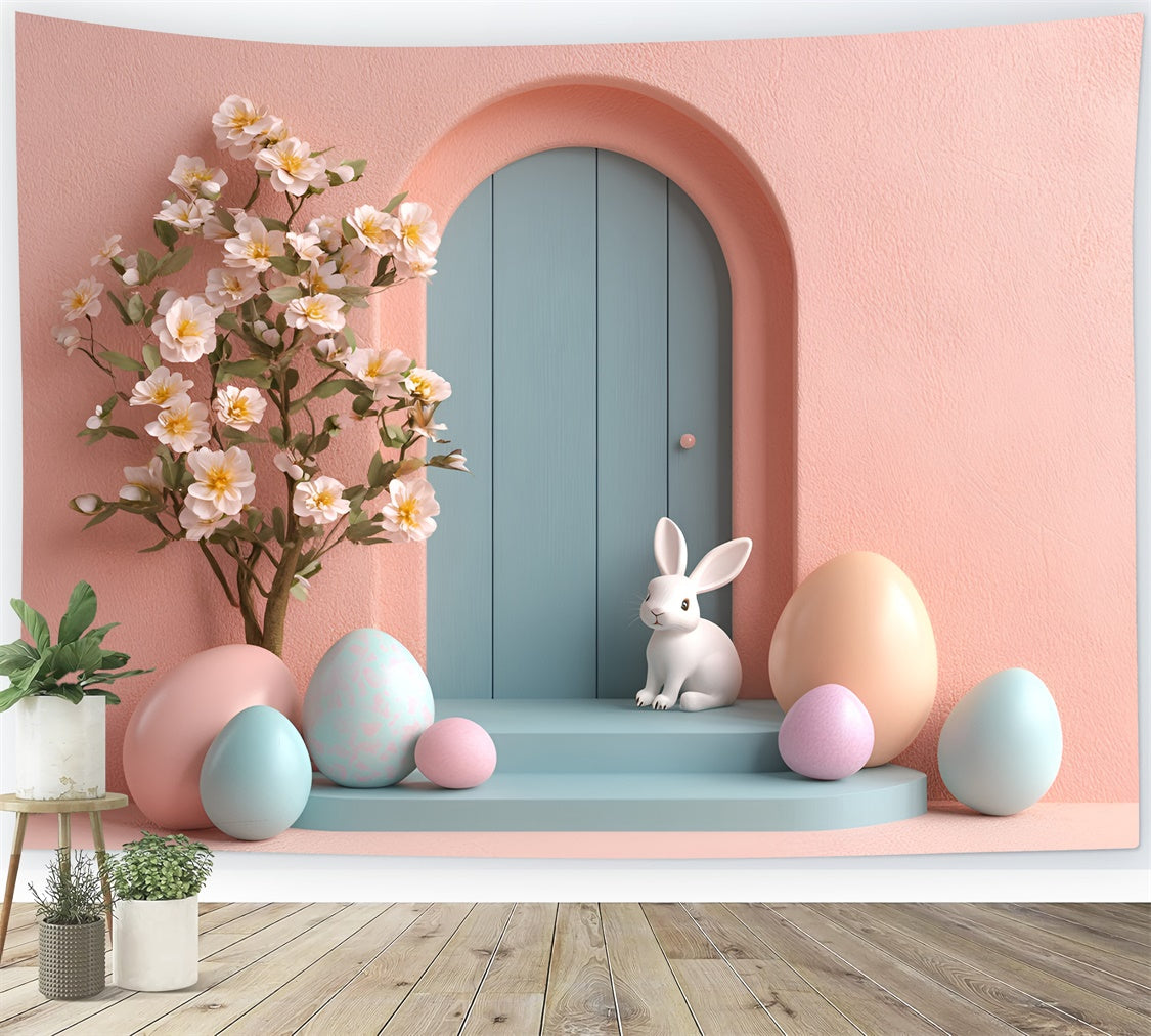 Photography Easter Backdrop Pastel Charm Bunny Door Backdrop CSH2-79