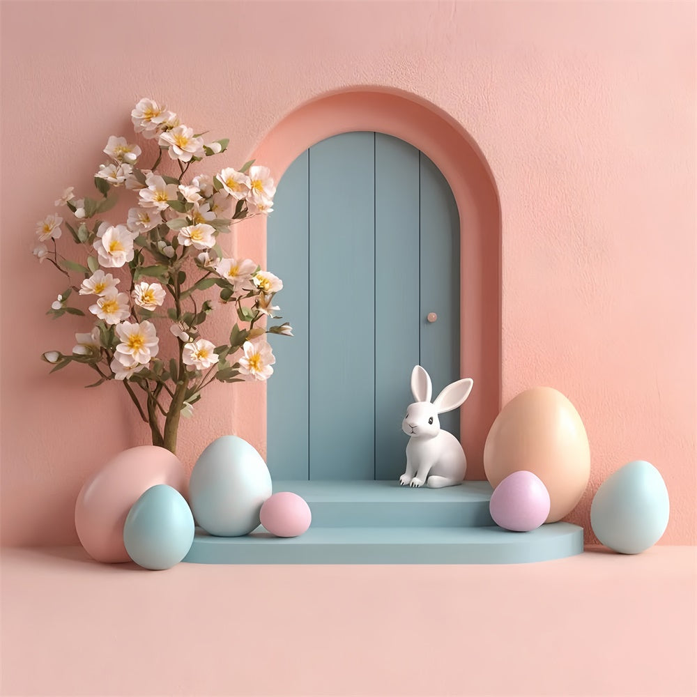 Photography Easter Backdrop Pastel Charm Bunny Door Backdrop CSH2-79