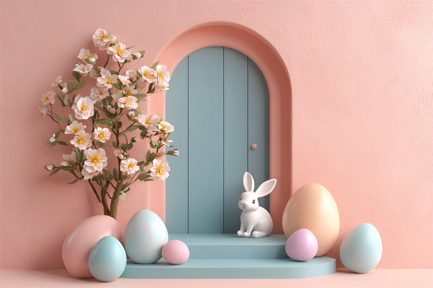 Photography Easter Backdrop Pastel Charm Bunny Door Backdrop CSH2-79